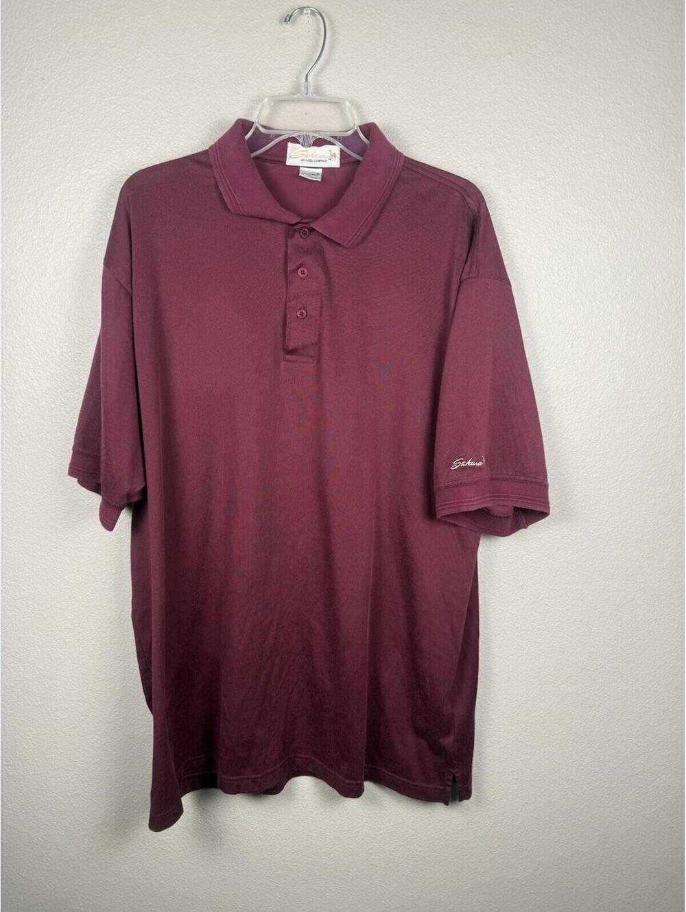 Sahara NatureTech Polo Shirt XL Burgundy Maroon Cotton Blend Short Sleeve Golf